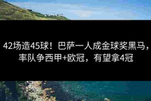 42场造45球！巴萨一人成金球奖黑马，率队争西甲+欧冠，有望拿4冠